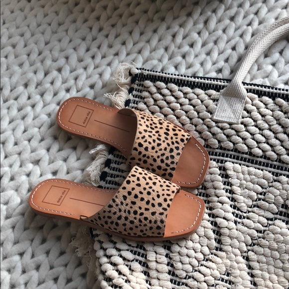 dolce vita leopard slide sandals